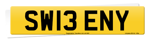 Registration number SW13 ENY